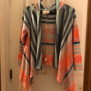 Red Camel Hooded Blue and Orange Sweater